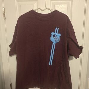 Burgundy Short Sleeve Tee with Blue Logo